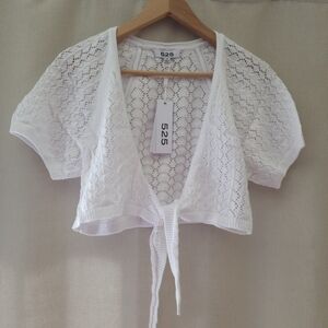525 America White Lace Knit Women's Top
